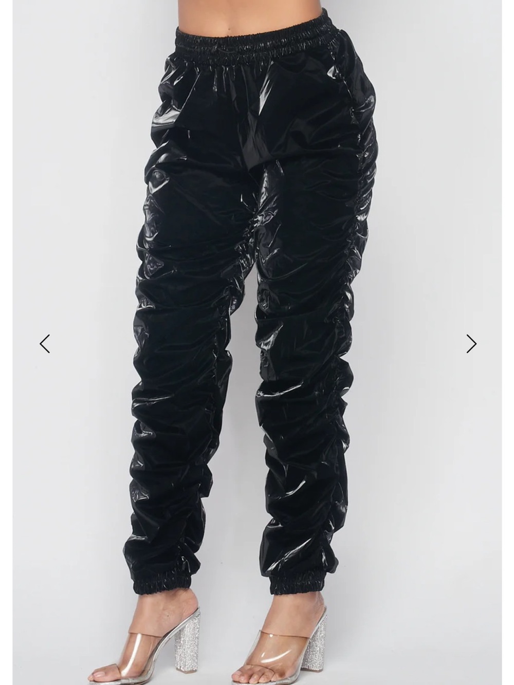 LaBijou Ruched shiny Jogger Pants